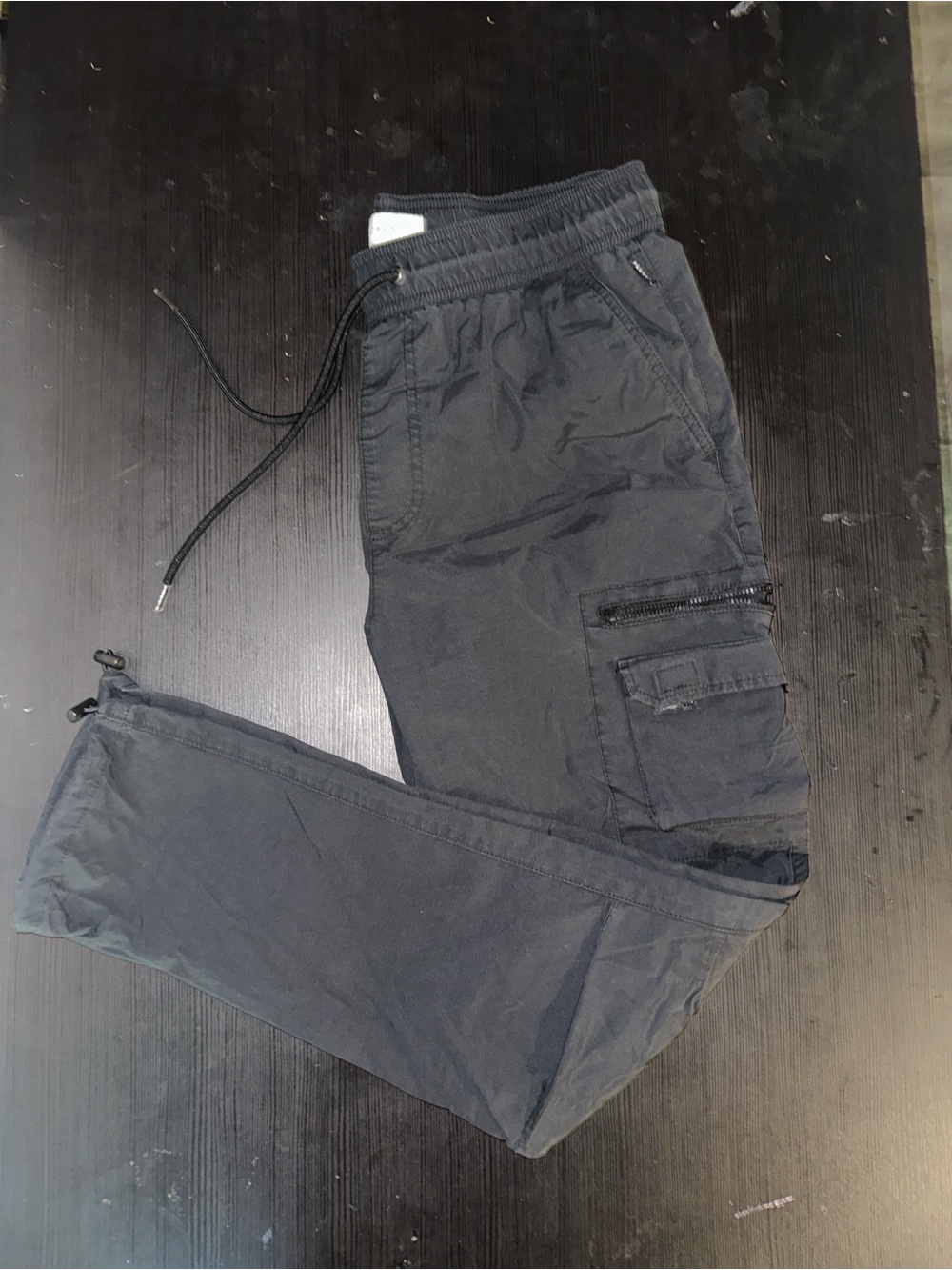 PacSun Men's Black Cargo Pants with Drawstring Waist